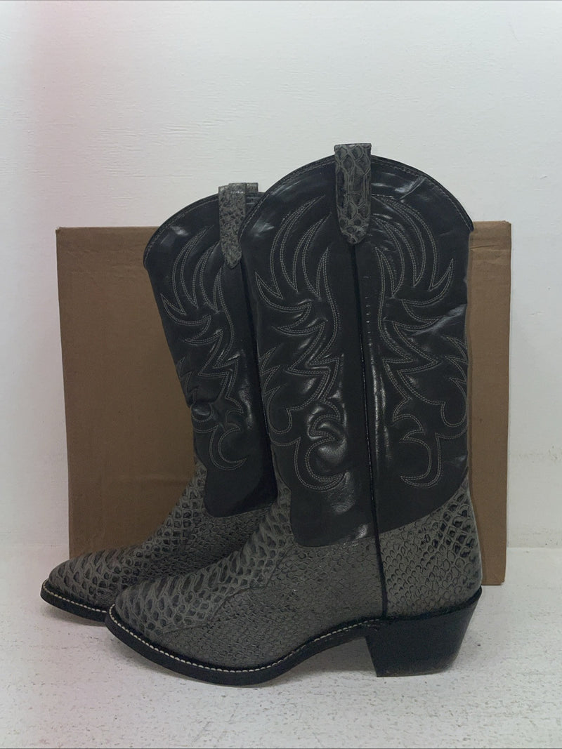 New Men’s Gray Snake Skin Texas Brand Cowboy Boots. 94312-304 9 M. 3-56