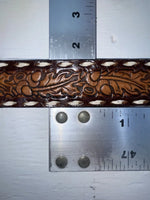 New Brown Genuine Leather Tooled And Weaved 32” Belt #78000 JJ-2