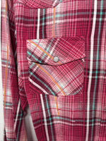 New Women’s Cumberland Pink Plaid Long Sleeve Pearl Snap Medium LL-66