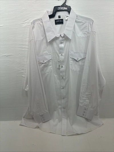 New Men’s White Horse White Long Sleeve Pearl Snap 4XL E-95
