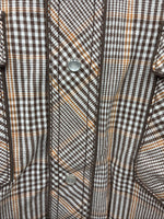 New Men’s Champion Western Brown Plaid Long Sleeve Pearl Snap 16 Large M-86