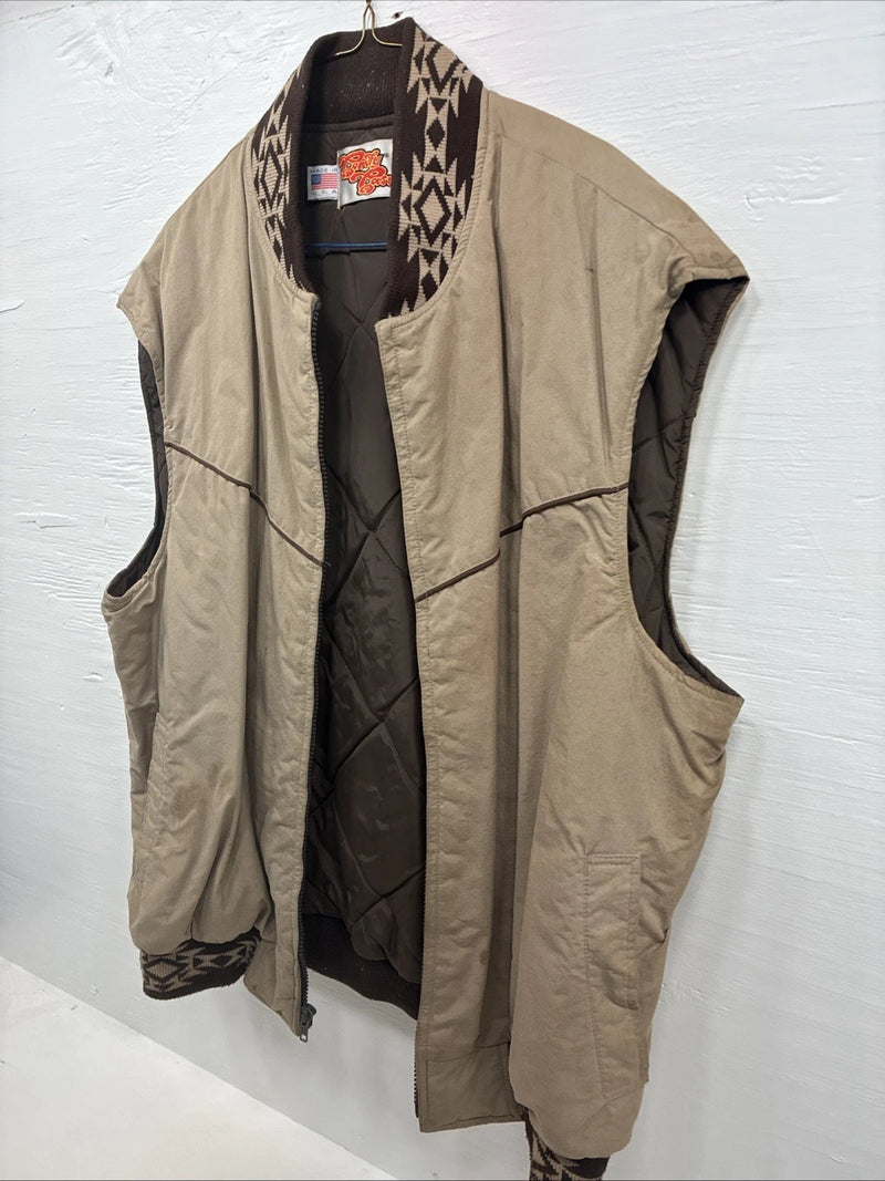 New Men’s Comfy Casuals Brown Western Design Jacket Vest XL J-56