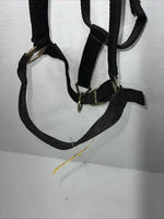 New Showman Nylon Black Halter With Genuine Leather Head Piece #6657 W-50