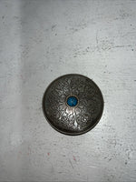 New Women’s Round Silver Belt Buckle Sigh Turquoise In Middle Shell Design. F-6