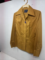 New Women’s Panhandle Slim Yellow Long Sleeve Button Up Size 10 KK-4