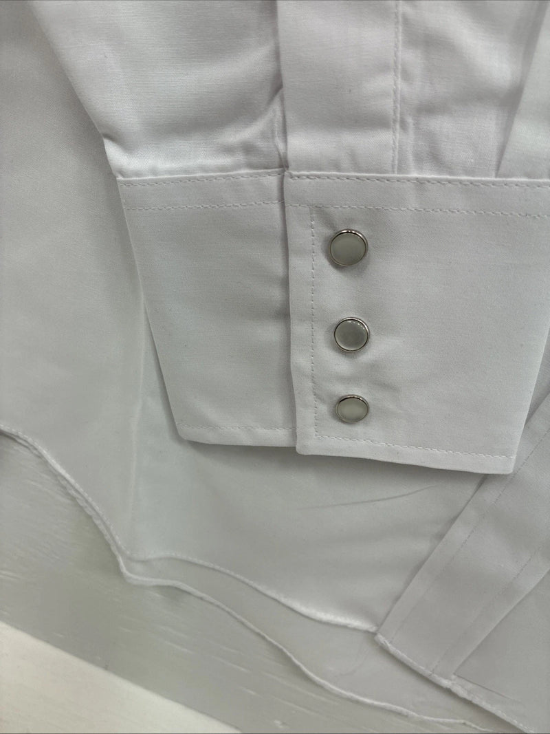 New Men’s ELY Cattleman White Western Long Sleeve Pearl Snap 16 X 35 Large T-62