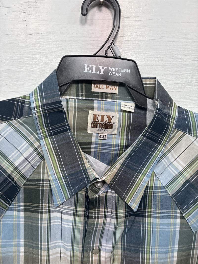 New Men’s ELY Cattleman Multiple Color Flannel Short Sleeve Pearl Snap 4XL F-48