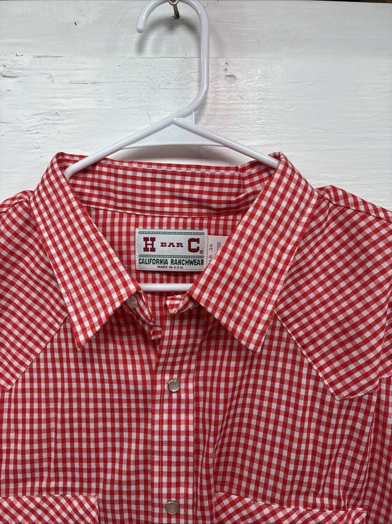 New Men’s H Bar C Red Checkered Long Sleeve Pearl Snap 2XL H-43