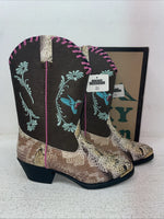 New Kids Brown Snake Skin Smoky Mountain Cowboy Boots. 1087 C 2.5 2 1/2. 23-146