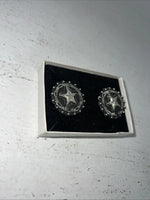 New Women’s Congress Leather Circle Silver Star Earrings. 93148 B-9