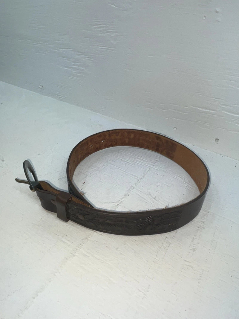 New Brown Genuine Leather Tooled 24” Belt #6400B JJ-100