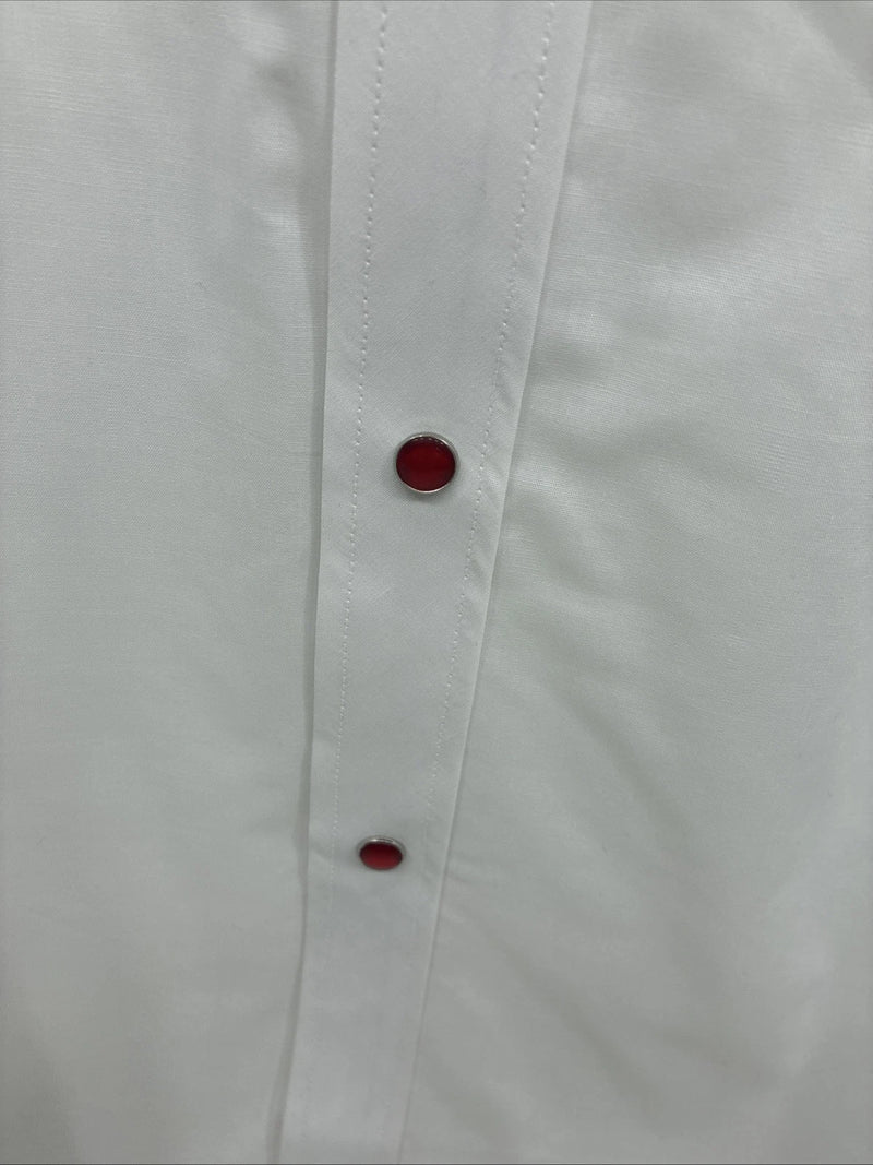 New Men’s ELY diamond White Rose Long Sleeve Pearl Snap 3XL F-53