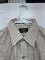 New Men’s Circle S Tan Plaid Long Sleeve Pearl Snap 15 X 34 Medium K-80