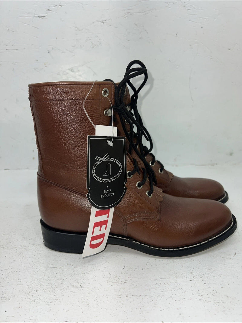 New Women’s Brown Lace Up Jama Cowboy Boots. 065 6.5 6 1/2. 19-71