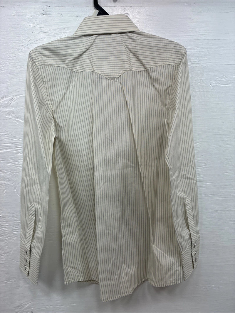 New Kids White Horse Yellow Stripe Long Sleeve Pearl Snap Large DD-55