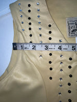 New Women Yellow With Bling 1849 Cut Off Zip Up Vest S #77872 3B-65