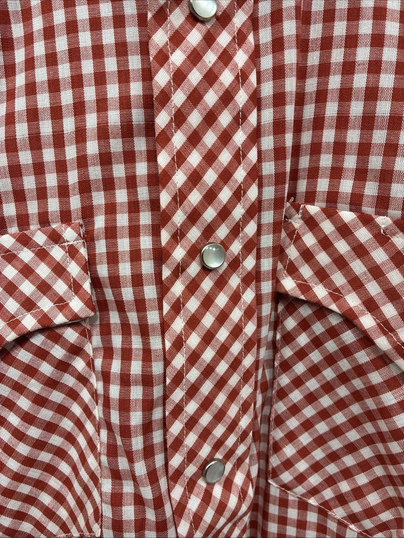 New Men’s Western Shirts Red Checkered Short Sleeve Pearl Snap  Small J-71