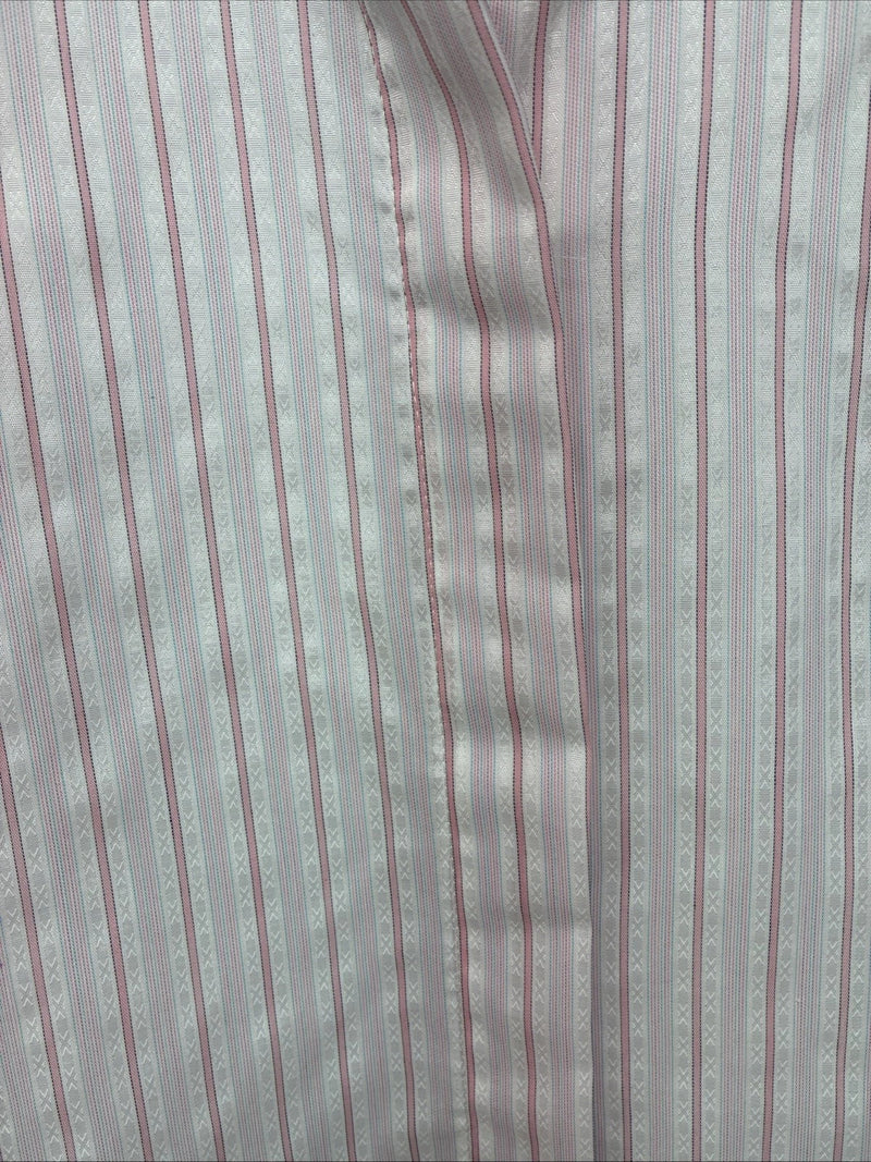 New Women’s H Bar C Pink Stripe Long Sleeve Button Up Size 36 LL-32