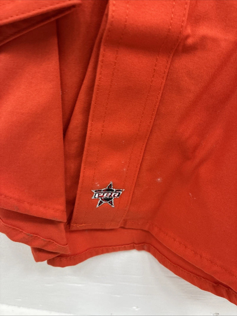 New Men’s Wrangler PBR Orange Long Sleeve Button Up Medium K-36