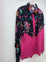 New Women’s Mine & Bills Pink Deigned Long Sleeve Button up Medium TT-119
