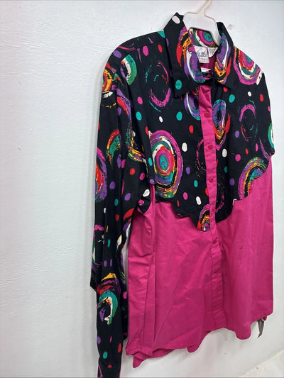 New Women’s Mine & Bills Pink Deigned Long Sleeve Button up Medium TT-119