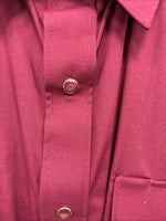 New Men’s White Horse Burgundy Simple Long Sleeve Pearl Snap Large K-67
