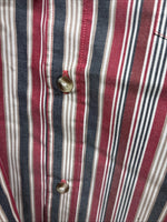New Kids ELY Classic Red Stripe Long Sleeve Pearl Snap Large CC-74