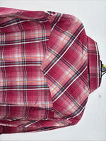 New Women’s Cumberland Pink Plaid Long Sleeve Pearl Snap Large GG-28