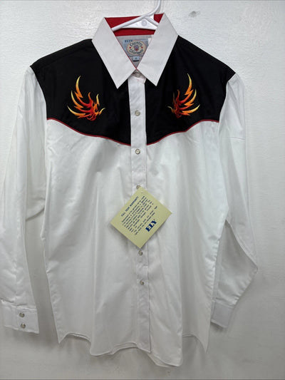 New Women’s Country Charmer flame Design Long Sleeve Pearl Snap Medium YY-74