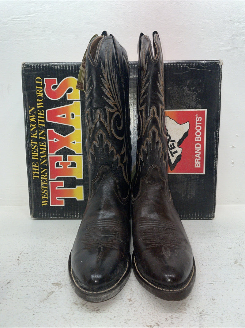 New Men’s Brown Texas Brand Cowboy Boots. 7901 10.5 10 1/2 D. 7-110