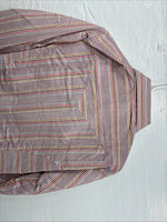 New Men’s Tem Tex Pink Multicolor Stripe Long Sleeve Pearl Snap 15.5 Medium M-98