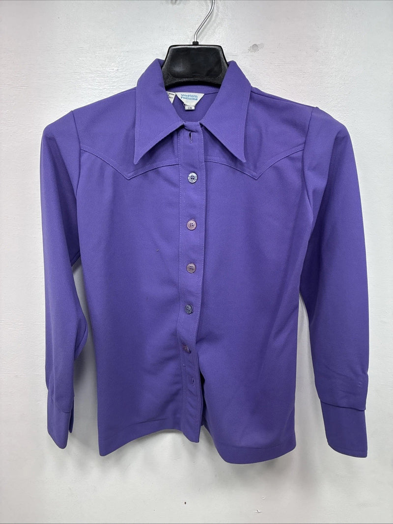 New Women’s Western Fashions Purple long Sleeve Button up Size 14 YY-14
