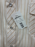 New Women’s White Horse Tan Stripe Long Sleeve Pearl Snap Medium YY-121