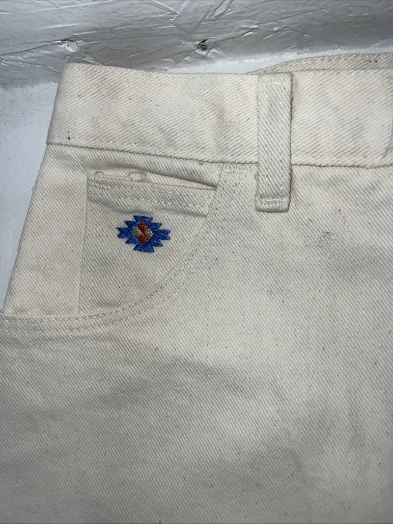 New Women’s White Wrangler Relaxed Fit Denim Jeans Aztec Designs 15/16x36 Q-1