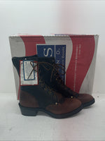 New Men’s Brown Lace Up Texas Brand Cowboy Boots. 4691 9.5 9 1/2 M. 6-108