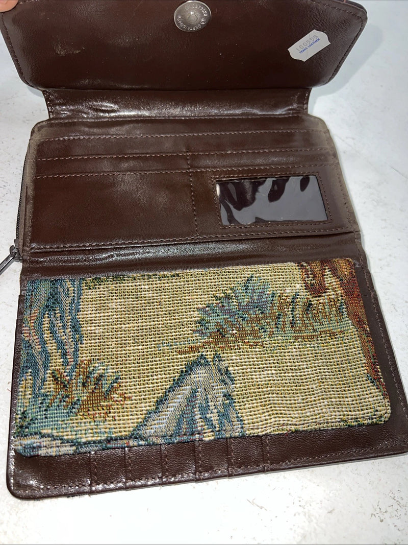 New Congress Leather Fabric Tooled Wallet #100555 P-501