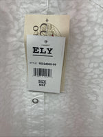 New Women’s Cumberland White Cheetah Print Long Sleeve Pearl Snap Large GG-82