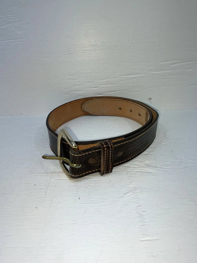 New Brown Genuine Leather Tooled 32” Belt #9120B Z-157