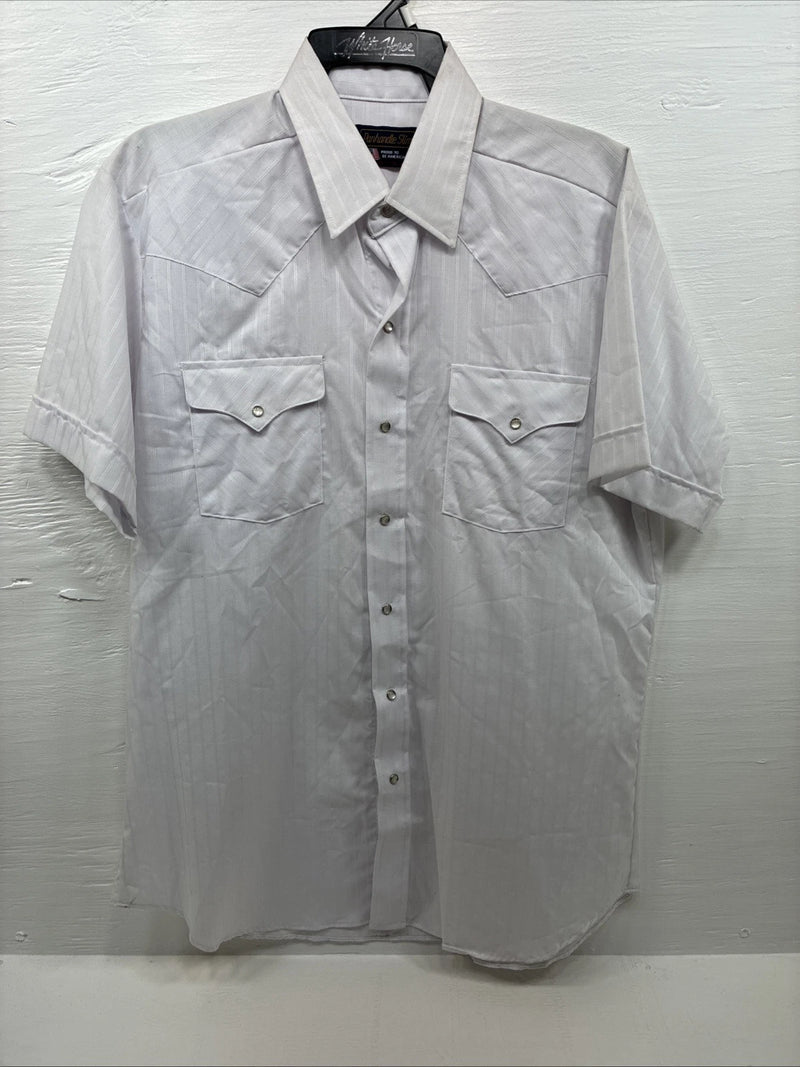 New Men’s Panhandle Slim White Short Sleeve Pearl Snap 16 Large E-70