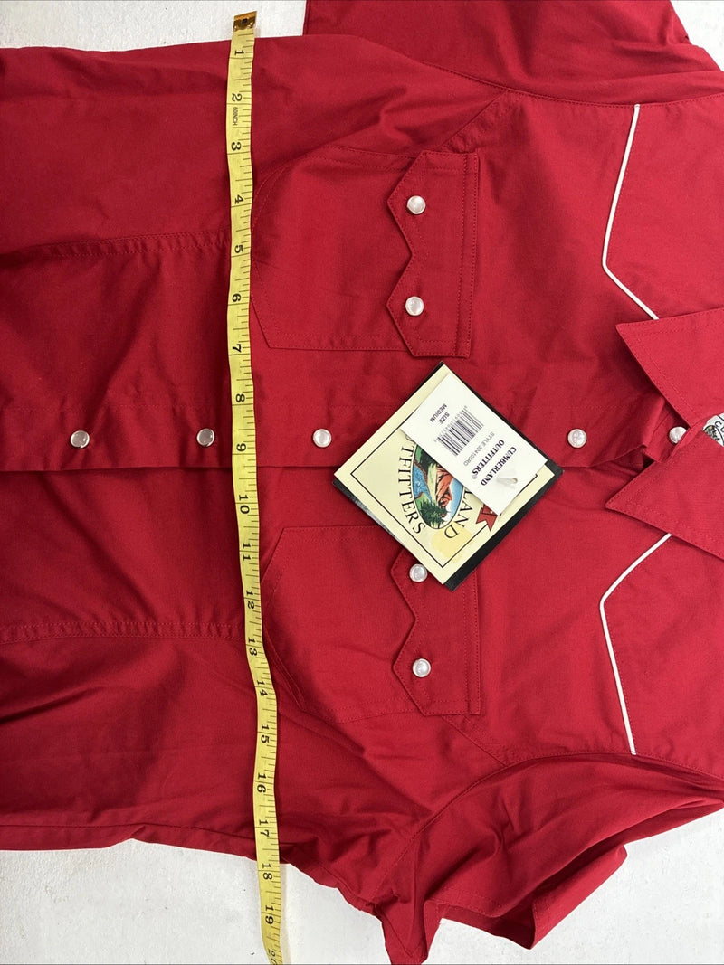 New Women’s Cumberland Red Short Sleeve Pearl Snap Medium MM-87