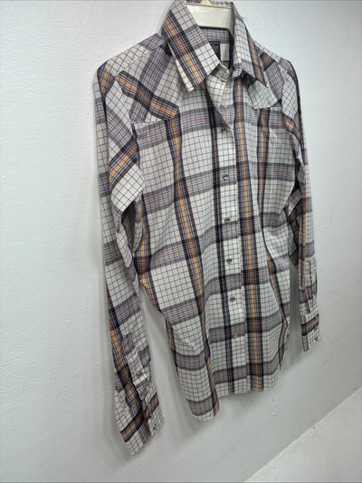 New Women’s Panhandle Slim Brown Plaid Long Sleeve Pearl Snap 8/30 GG-6