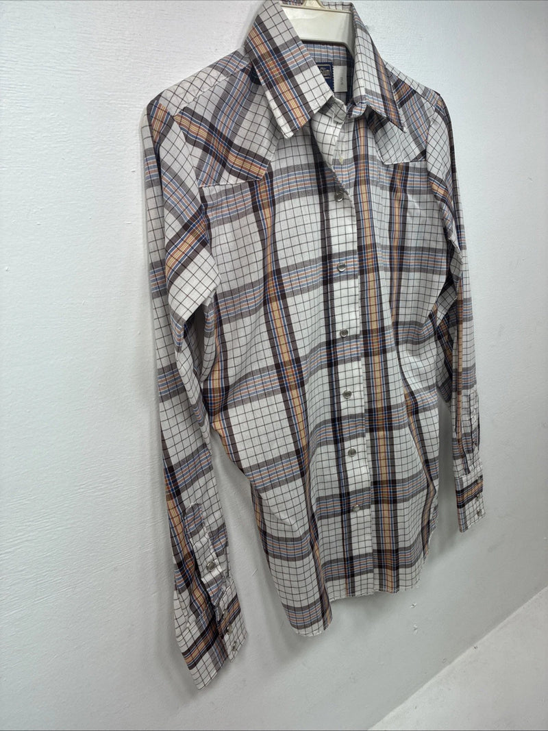 New Women’s Panhandle Slim Brown Plaid Long Sleeve Pearl Snap 8/30 GG-6