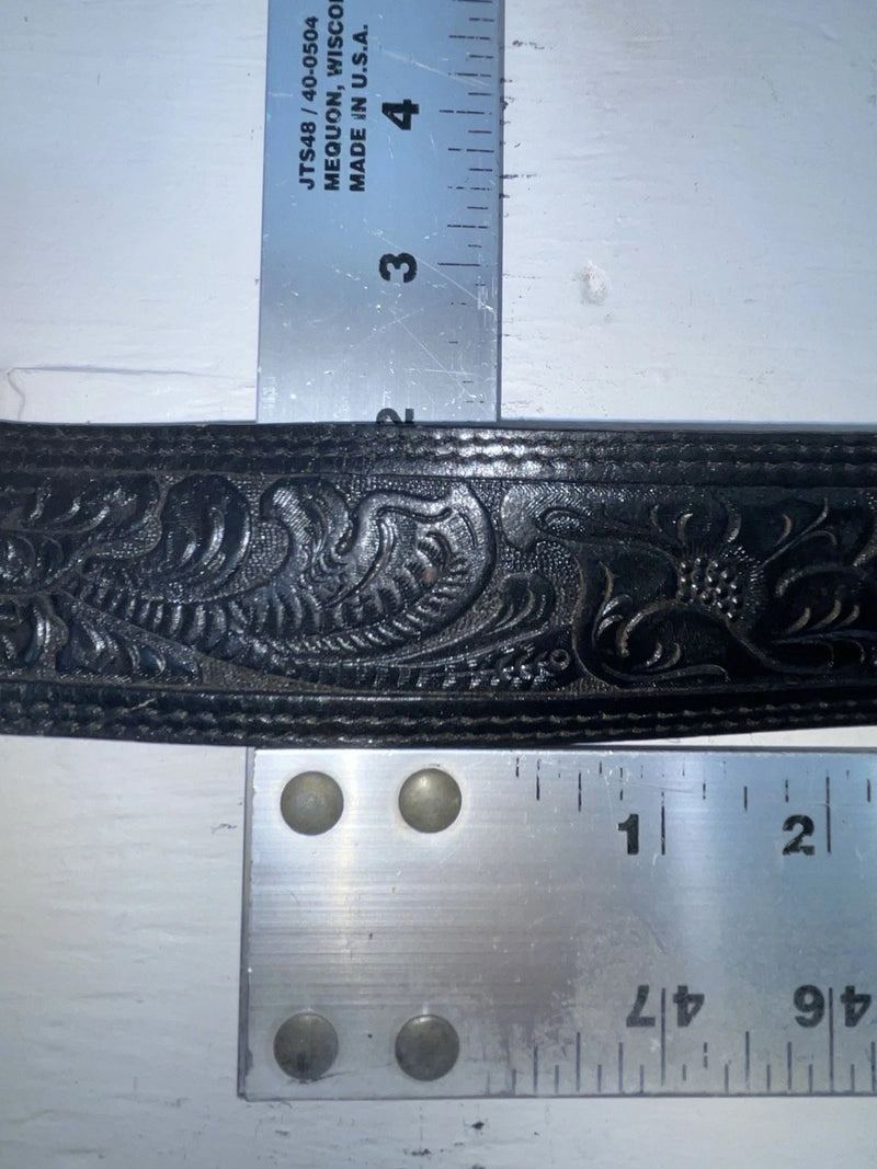 New Black Genuine Leather Tooled 28” Belt #WF809 NN-47