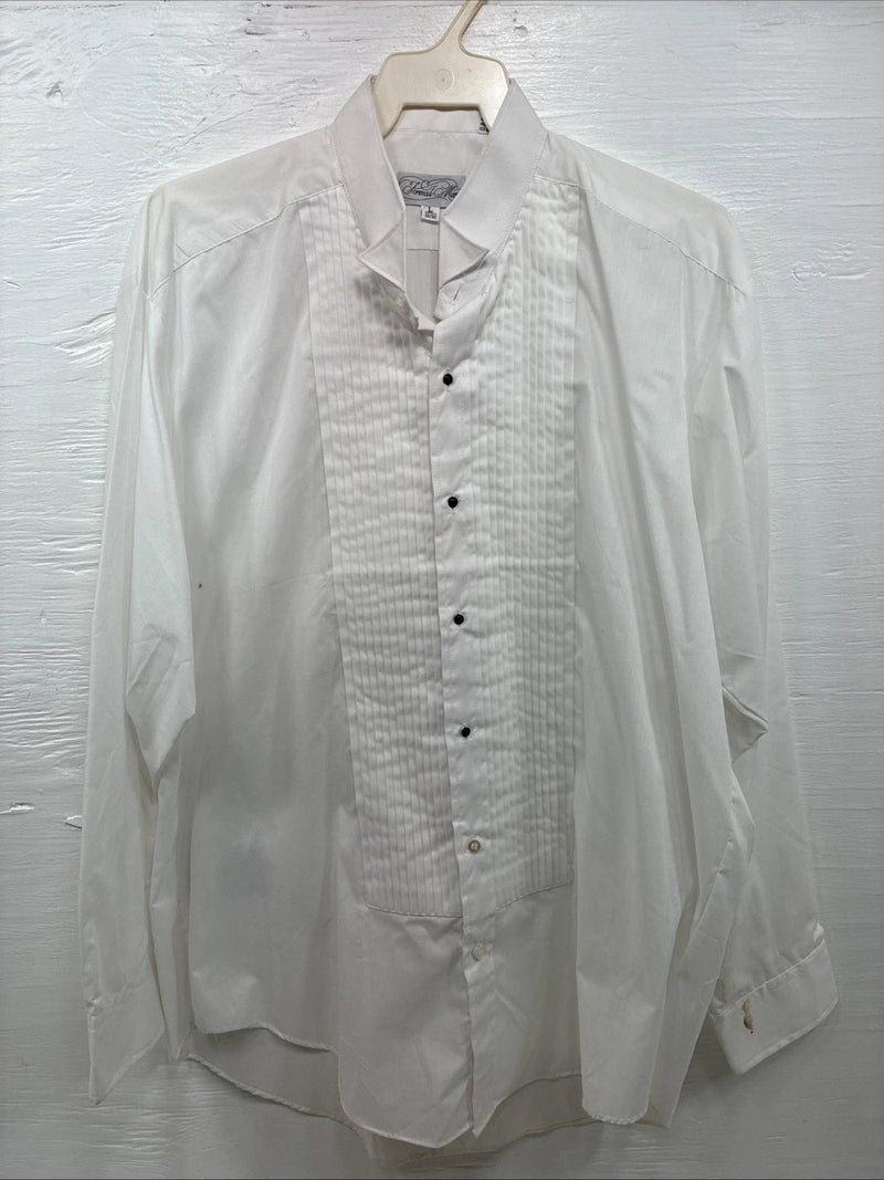 New Formal Mart White Long Sleeve Button Up English Shirt Large X-102