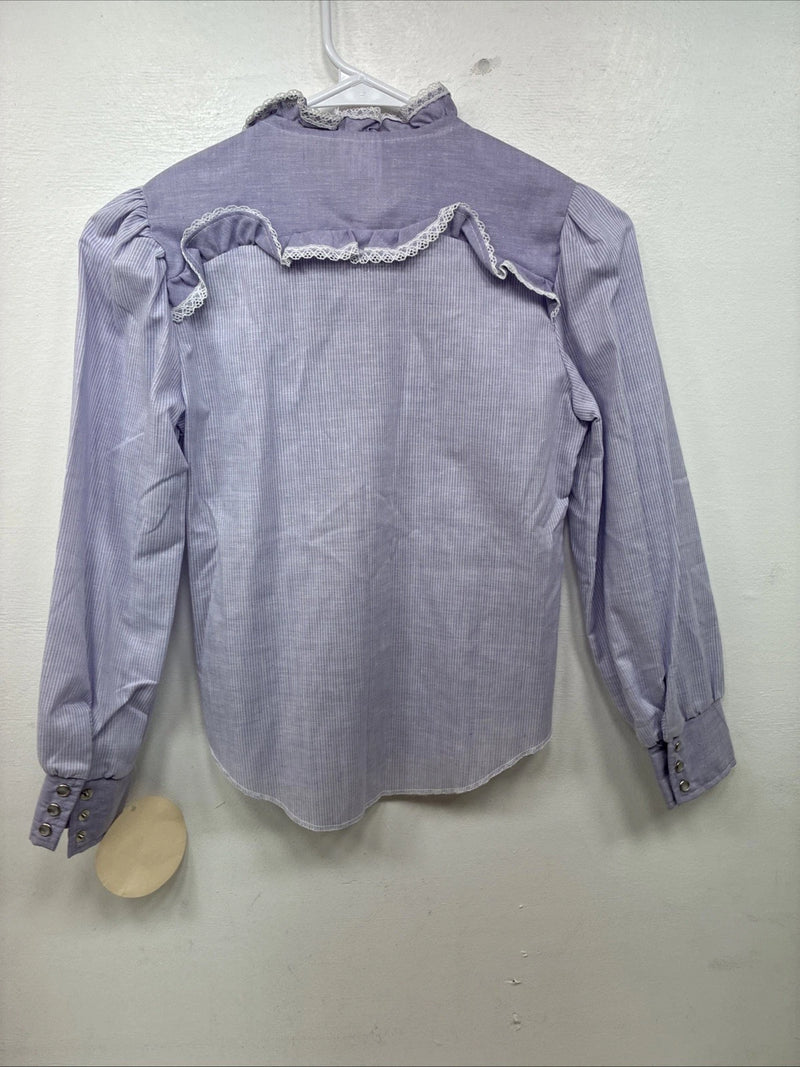 New Kids Kid Kountry Purple Designed Long Sleeve Pearl Snap Size 10 YY-57