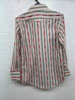 New Kids White Horse Red Stripe Long Sleeve Pearl Snap Small DD-53