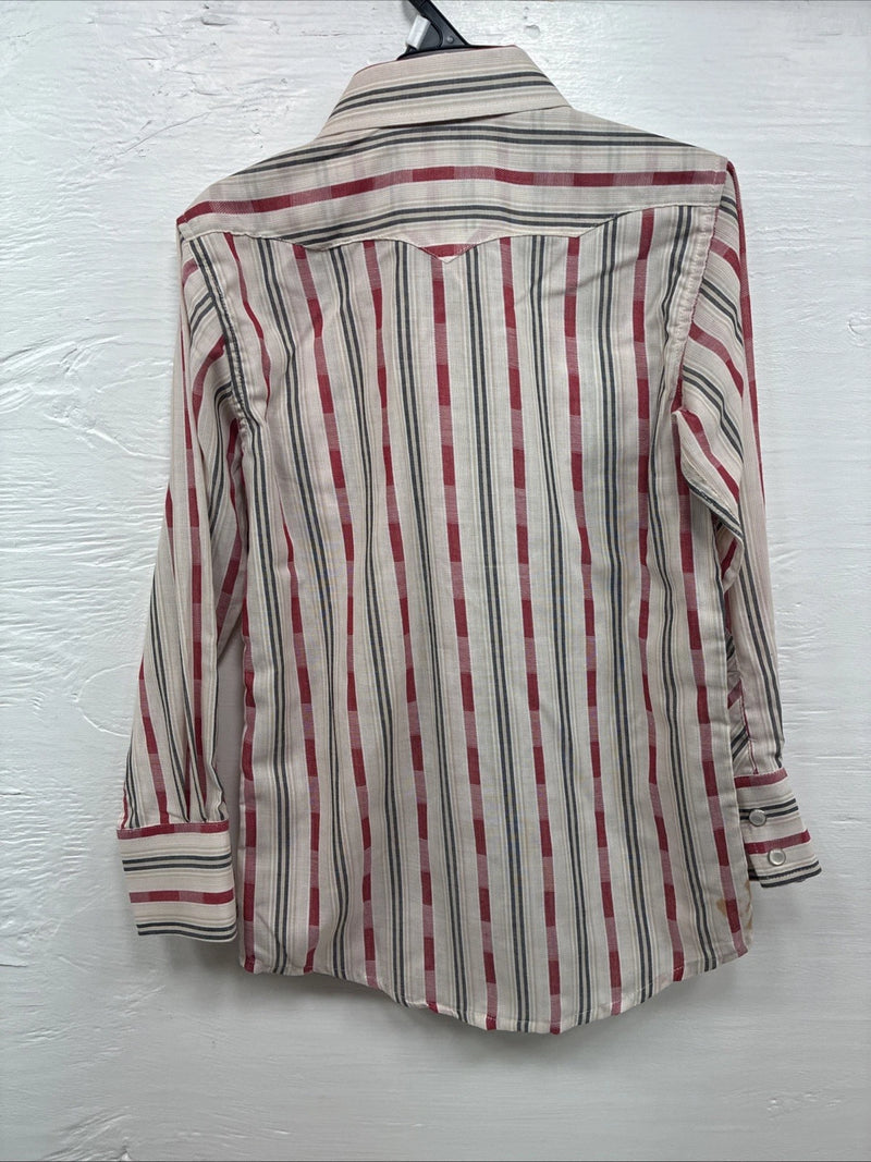 New Kids White Horse Red Stripe Long Sleeve Pearl Snap Small DD-53