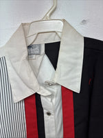 New Women’s Cowboy Threads Black White Red Long Sleeve Button Up Large TT-126