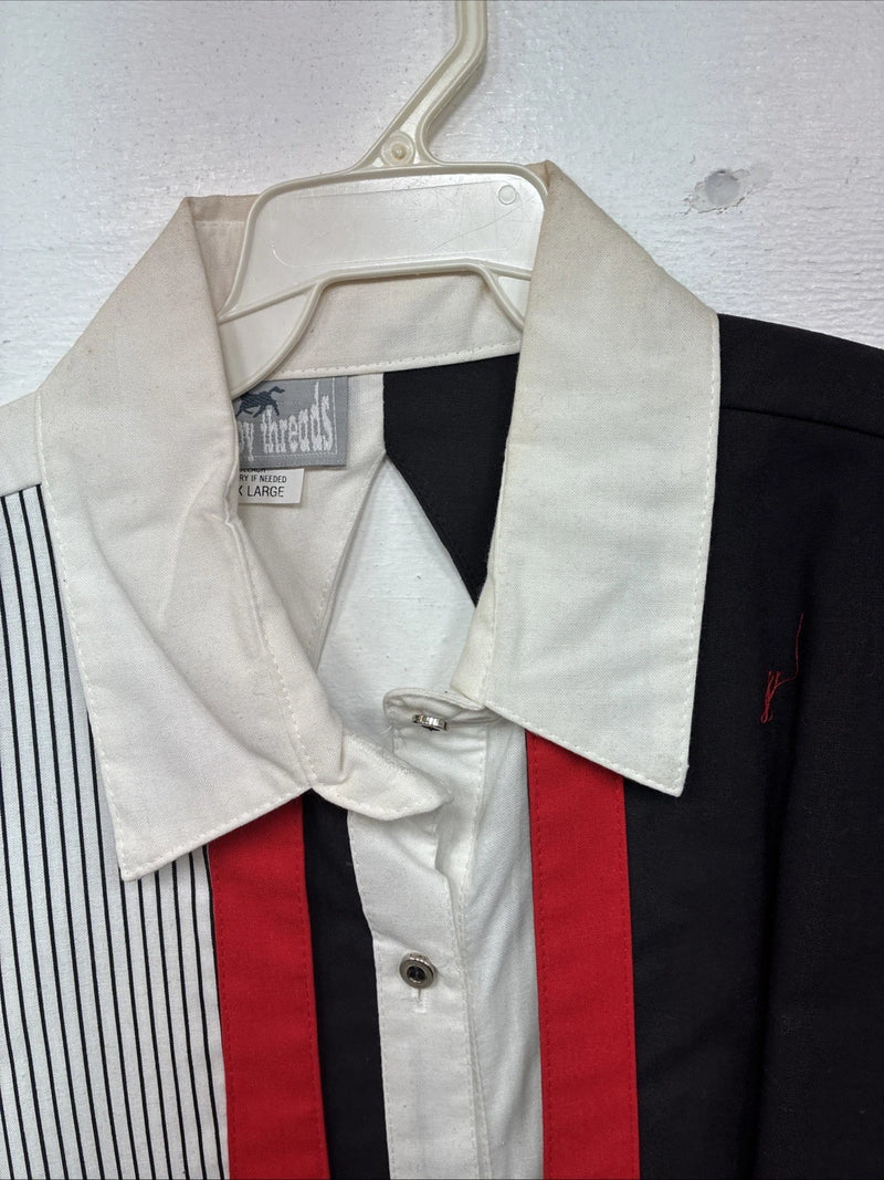 New Women’s Cowboy Threads Black White Red Long Sleeve Button Up Large TT-126
