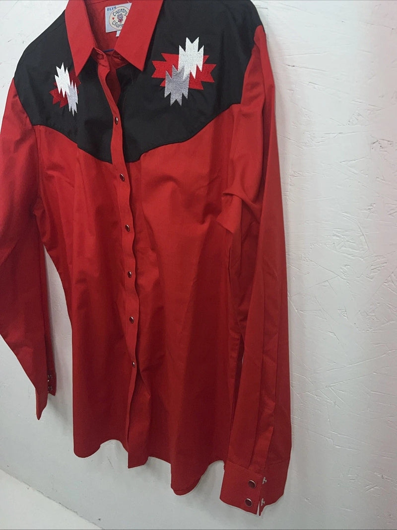 New Women’s Country Charmers Red Black Long Sleeve Button Up Shirt Large 3B-78